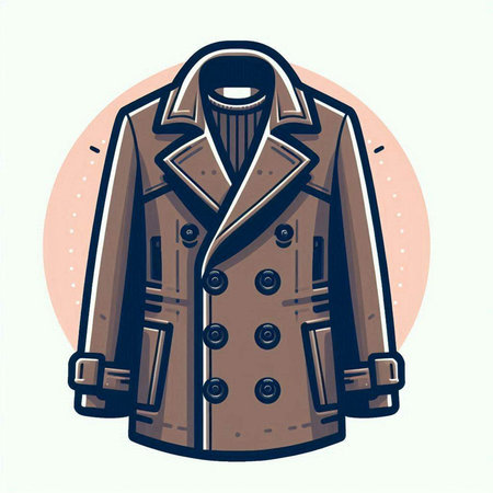 Vector illustration of a coat in retro style on a white background.のイラスト素材