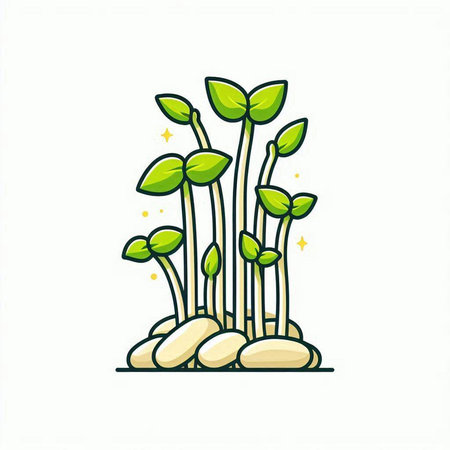 Green sprout vector illustration. Growing sprouts isolated on white background.のイラスト素材