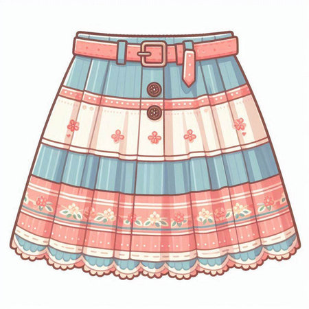 Illustration of a skirt with a pattern on a white background.のイラスト素材