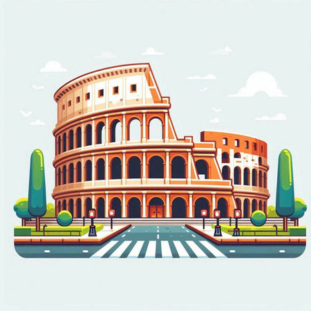 Colosseum in Rome, Italy. Vector illustration in flat styleのイラスト素材