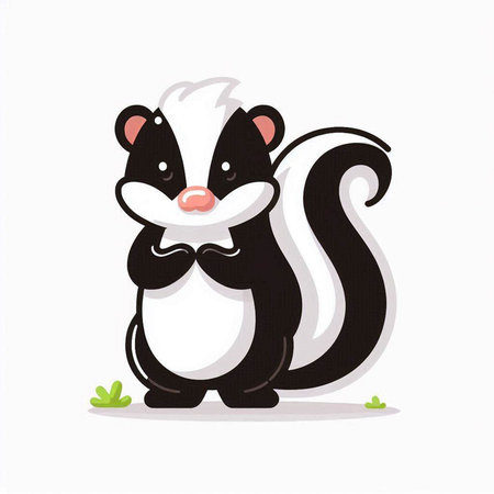 Skunk vector illustration. Cute cartoon skunk with bow tie.のイラスト素材