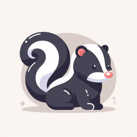 Cute cartoon skunk. Vector illustration in flat cartoon style.のイラスト素材