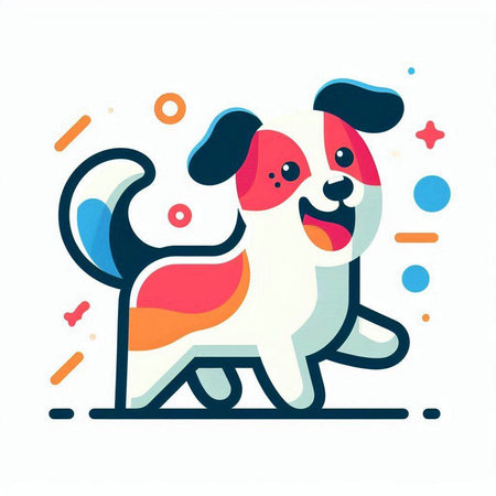 Cute cartoon dog. Colorful vector illustration in flat style.のイラスト素材