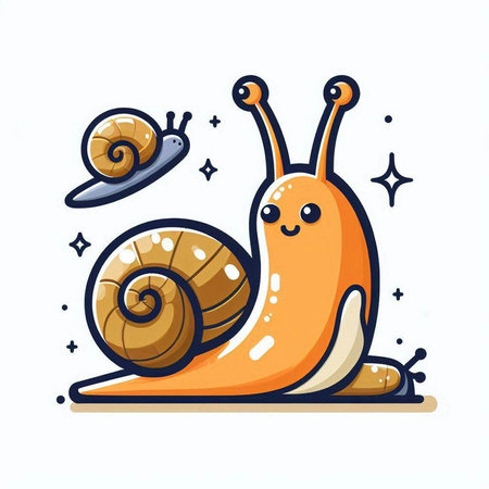 Cute cartoon snail. Vector illustration. Isolated on white background.のイラスト素材