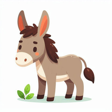 Donkey vector illustration. Cute cartoon character. Farm animal.のイラスト素材