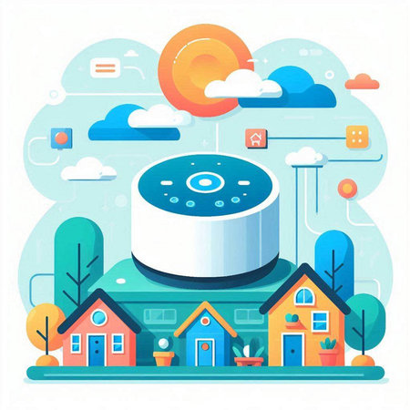 Flat design modern vector illustration concept of smart home automation system.のイラスト素材