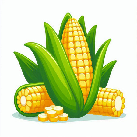 Illustration of fresh corn on a white background. Vector illustration.のイラスト素材
