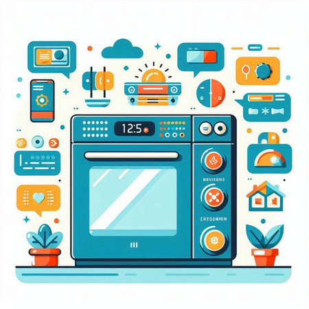 Vector illustration of modern flat design concept of home appliances. Icons for web and mobile applications.のイラスト素材