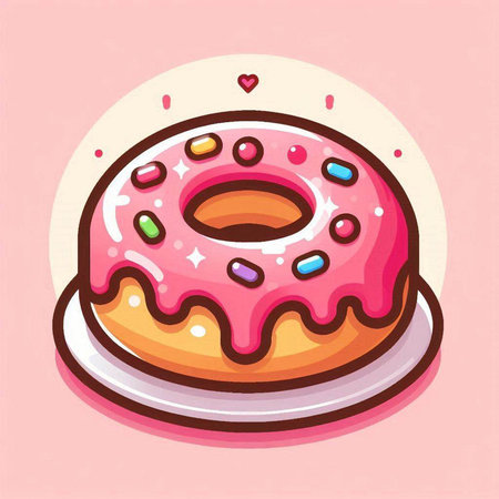Donut with sprinkles. Vector illustration in a flat style.のイラスト素材