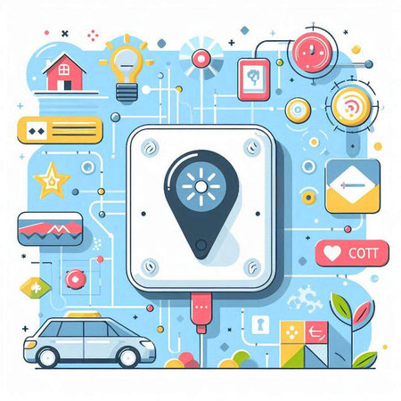 Flat design vector illustration concept of smart city and internet of things.のイラスト素材