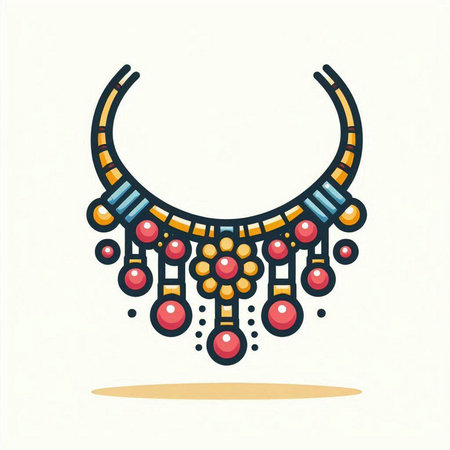Necklace with beads. Boho style. Vector illustration.のイラスト素材
