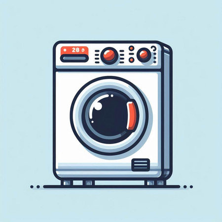 Washing machine. Vector illustration of a washing machine. Flat style.のイラスト素材