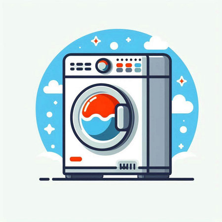 Washing machine vector illustration. Laundry service flat design.のイラスト素材