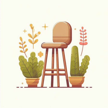 Illustration of a chair in a flowerpot. Vector illustration.のイラスト素材