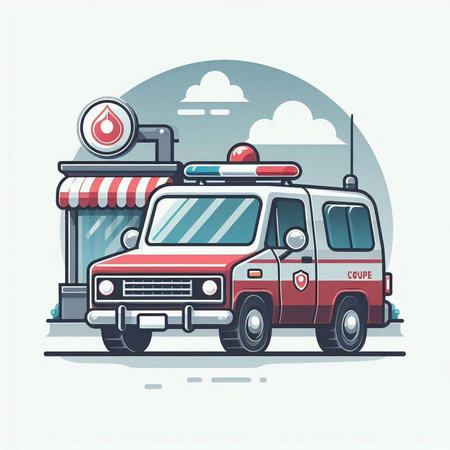 Vector illustration of a fire truck in flat style. Emergency vehicle.のイラスト素材