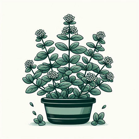 Illustration of a plant in a pot on a white background.のイラスト素材
