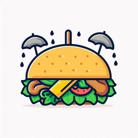 Hamburger fast food icon. Vector illustration in flat style.のイラスト素材