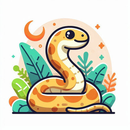 Cute snake in a flat style. Vector illustration on white background.のイラスト素材
