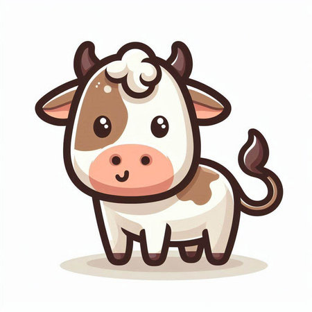 Cute cartoon cow isolated on a white background. Vector illustration.のイラスト素材