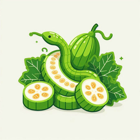 Illustration of cucumber and zucchini. Vector illustration.のイラスト素材