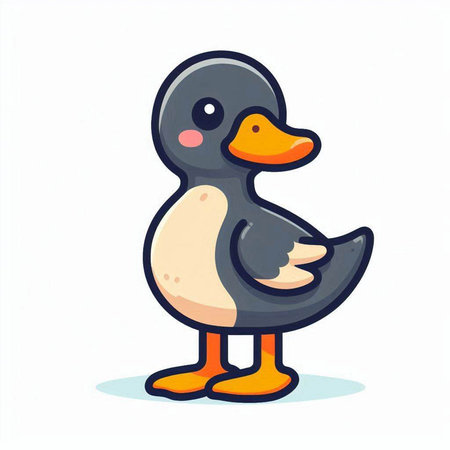 Cute cartoon duck. Vector illustration isolated on a white background.のイラスト素材
