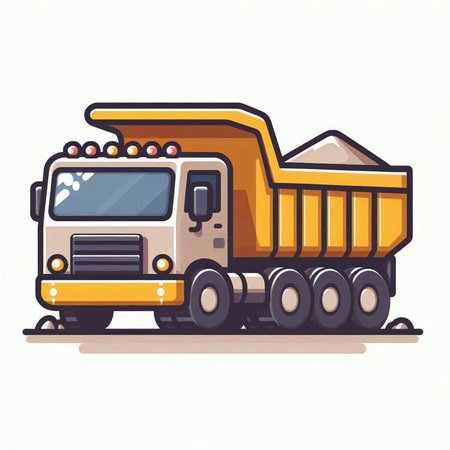 Dump truck vector illustration, isolated on white background. Dump truck icon.のイラスト素材