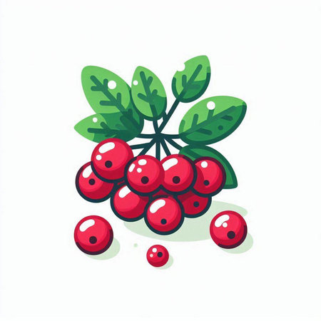 Cranberry vector illustration. Isolated berries on white background.のイラスト素材