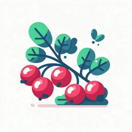 Red currant berries on a branch with green leaves. Vector illustration.のイラスト素材