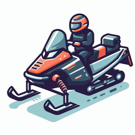 Snowmobile. Isolated on a white background. Vector illustration.のイラスト素材