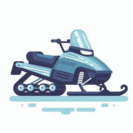 Snowmobile. Winter sport. Vector illustration in flat cartoon style.のイラスト素材