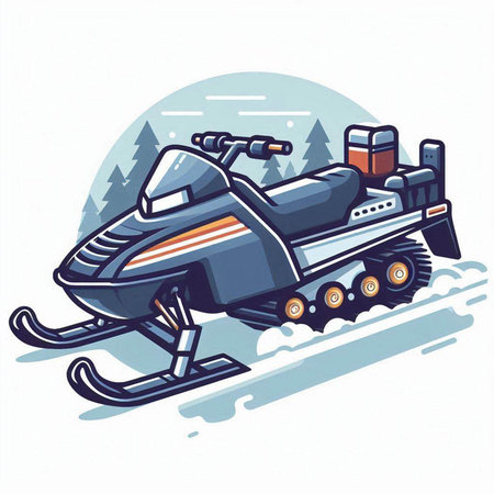 Snowmobile. Vector illustration of a snowmobile in cartoon style.のイラスト素材