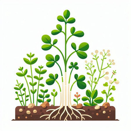 Plant in the soil. Vector illustration on a white background.のイラスト素材
