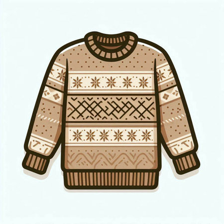 Knitted sweater with a pattern of snowflakes. Vector illustration.のイラスト素材