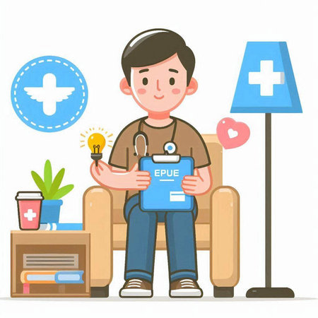 Man sitting on the sofa and reading a book. Flat style vector illustration.のイラスト素材