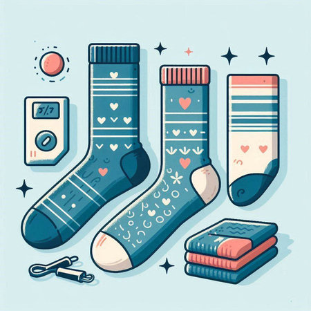 Vector illustration of a set of different socks. Icons in a flat style.のイラスト素材