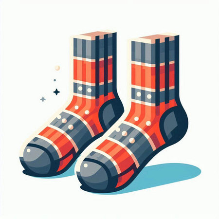 Vector illustration of pair of christmas socks on a white background.のイラスト素材