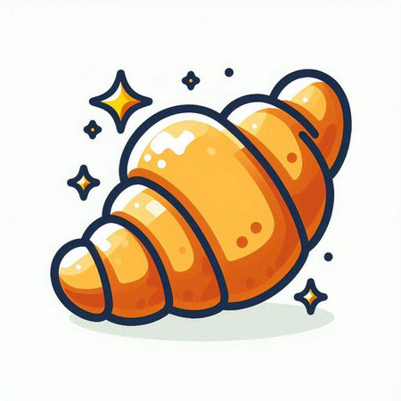 Cute cartoon croissant. Vector illustration isolated on white background.のイラスト素材