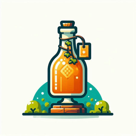 Illustration of a bottle with a magic potion. Vector illustration.のイラスト素材