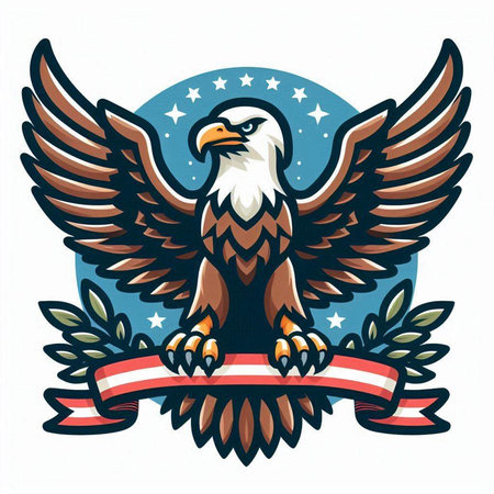 American eagle with a ribbon. Vector illustration on a white background.のイラスト素材