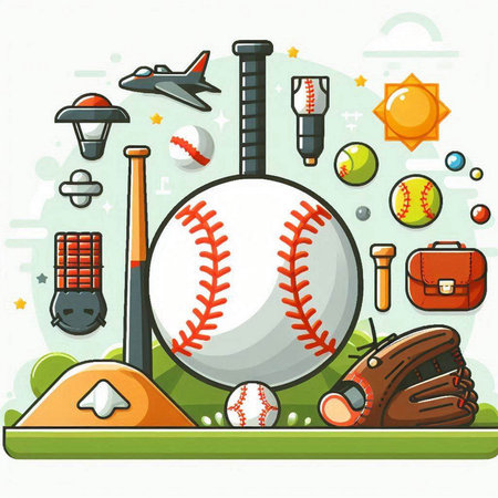 Baseball sport background with equipment. Vector illustration. Eps 10.のイラスト素材