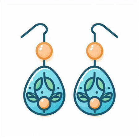 Earrings with earrings. Vector illustration in trendy flat style.のイラスト素材