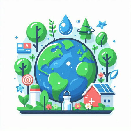 Ecology concept, save the earth. Vector illustration in flat styleのイラスト素材