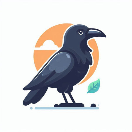 Crow. Vector illustration of a crow on a white background.のイラスト素材
