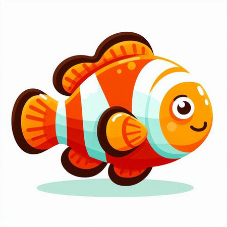 Cartoon clown fish isolated on a white background. Vector illustration.のイラスト素材