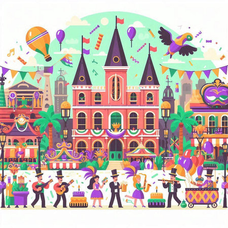 Carnival in Seville, Spain. Colorful vector illustrationのイラスト素材