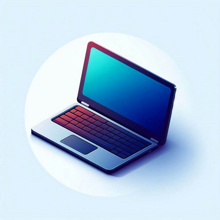Laptop computer with blank screen on white background. Vector illustration.のイラスト素材