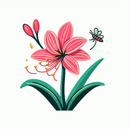 Flower on a white background. Vector illustration in cartoon style.のイラスト素材