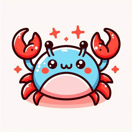Cute cartoon crab. Vector illustration, isolated on a white background.のイラスト素材