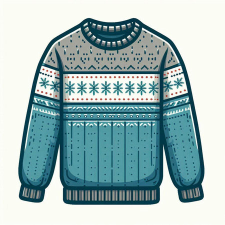 Knitted sweater with a pattern of snowflakes. Vector illustration.のイラスト素材