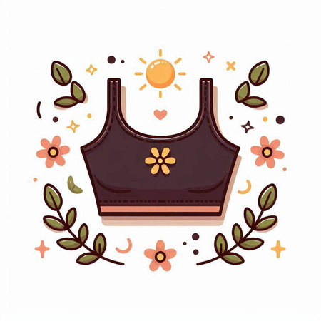 Cute hand drawn vector illustration of a t-shirt with flowers.のイラスト素材
